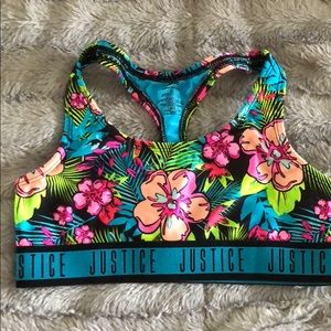 Tropical flowered justice sports bra